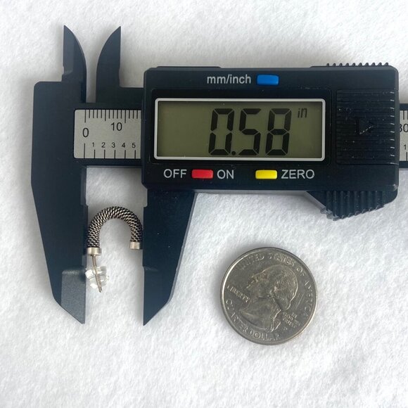 Oxidized Sterling Silver 925 Pap Twisted Braid Half Hoop Earrings 14K Gold Post - Picture 13 of 16